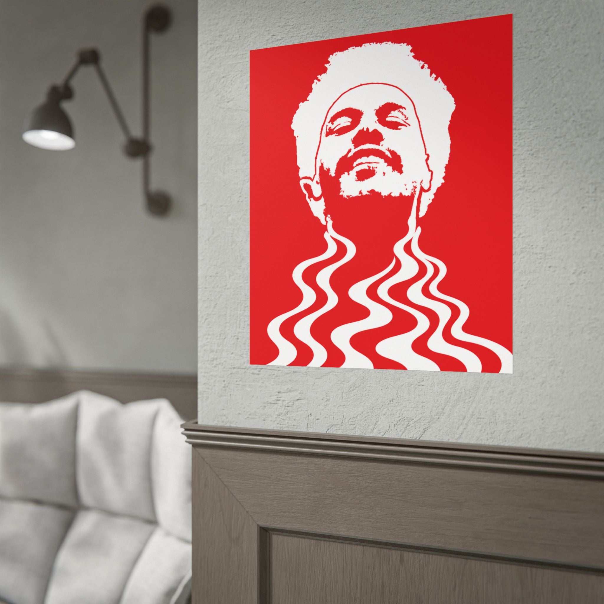Red Psychedelic Pop Art Weekend Portrait Rolled Poster | Retro Room decoration for music fans