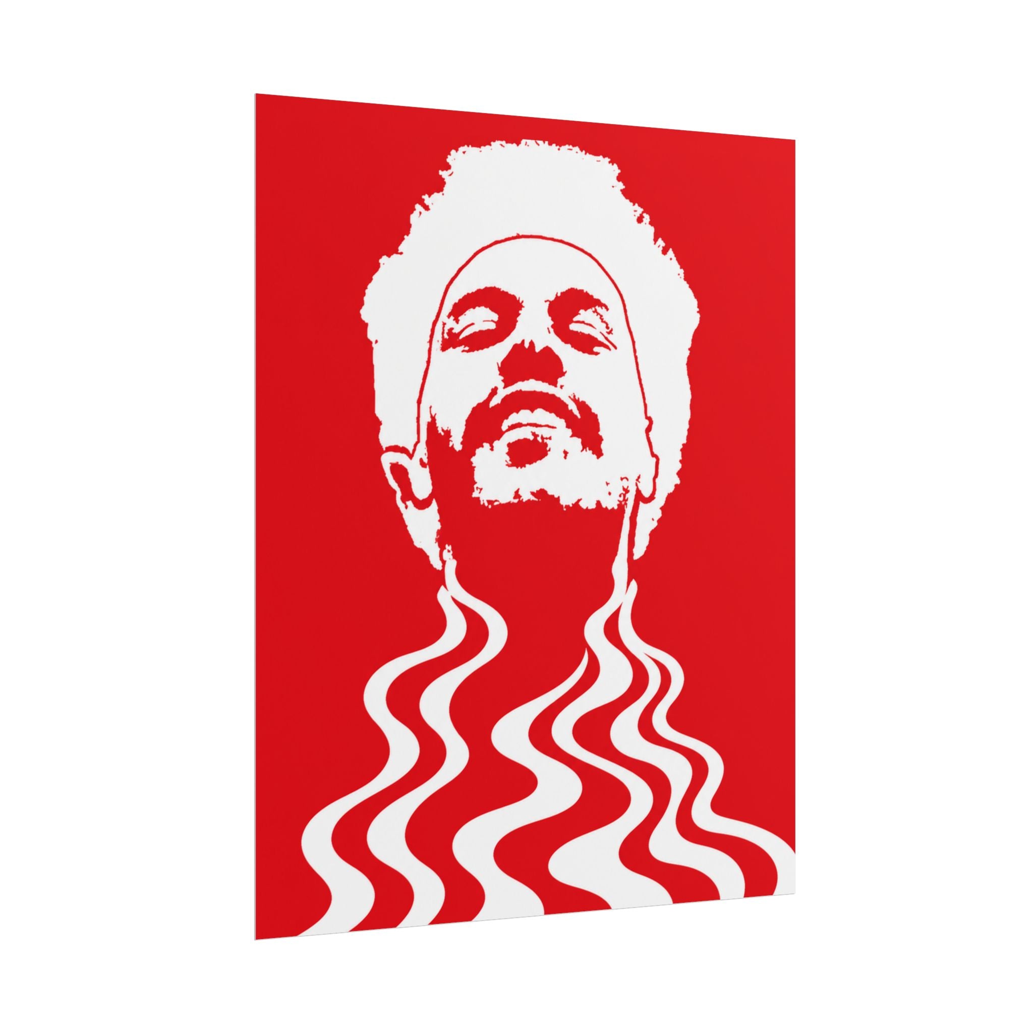 Red Psychedelic Pop Art Weekend Portrait Rolled Poster | Retro Room decoration for music fans