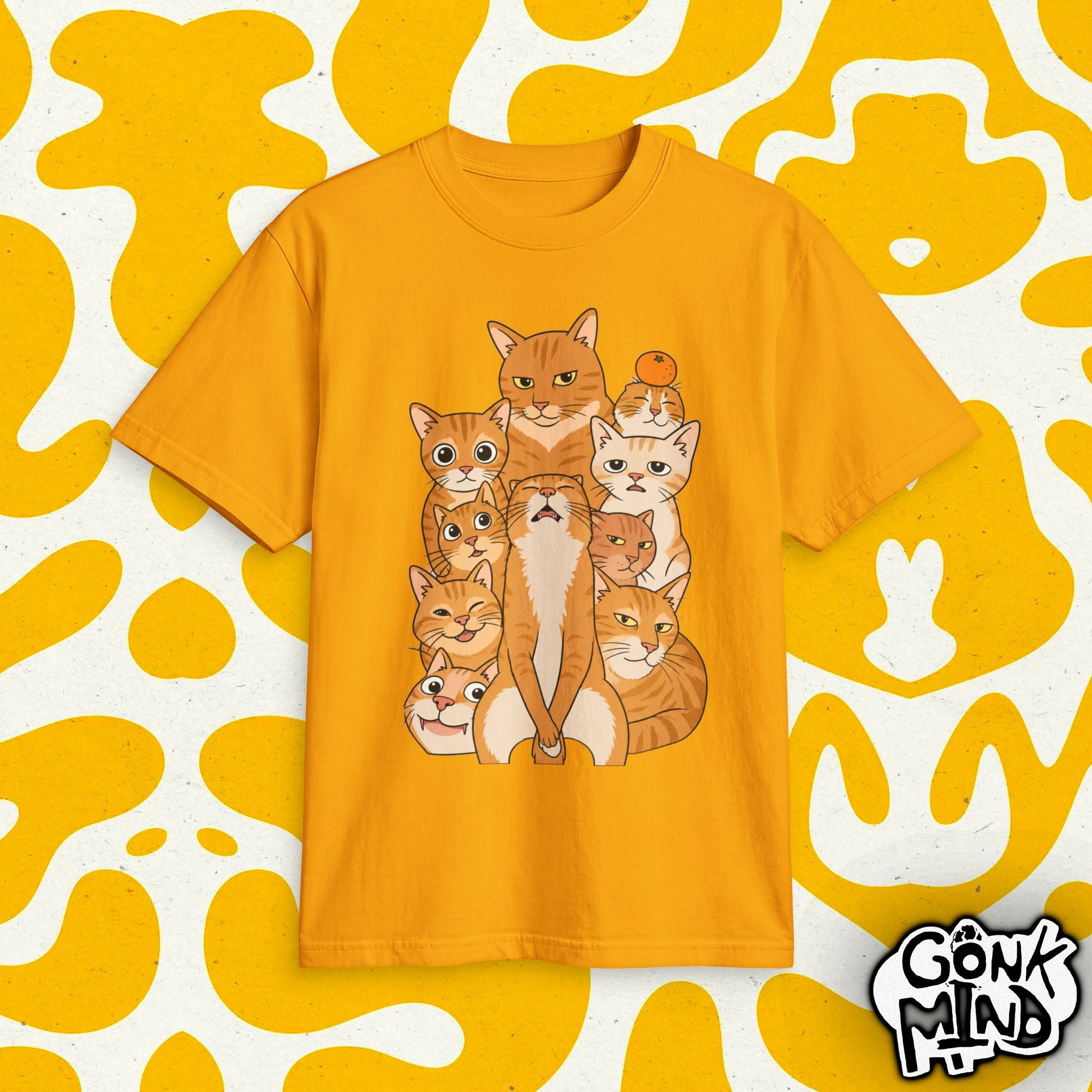 Stacked Orange Cats T-Shirt | Cute Cat Cluster Illustration