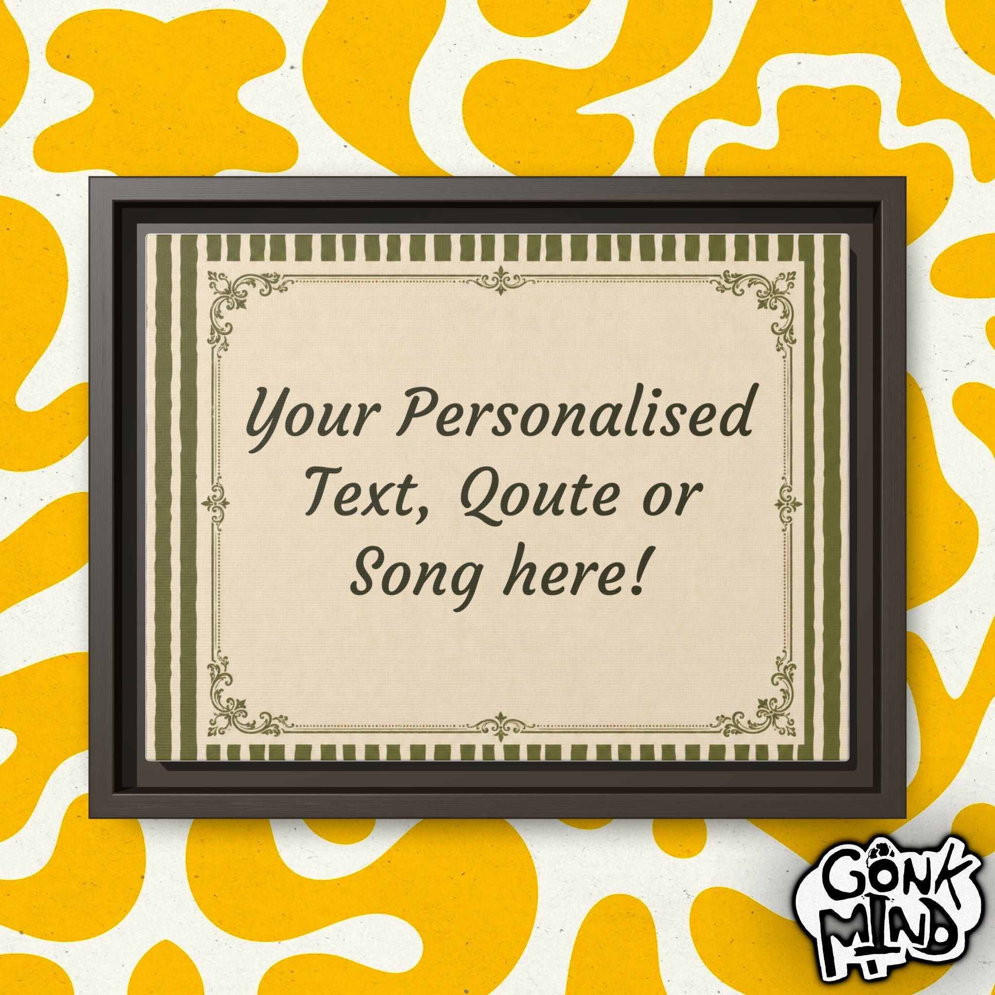 Vintage Border Personalized Quote Matte Canvas, Framed