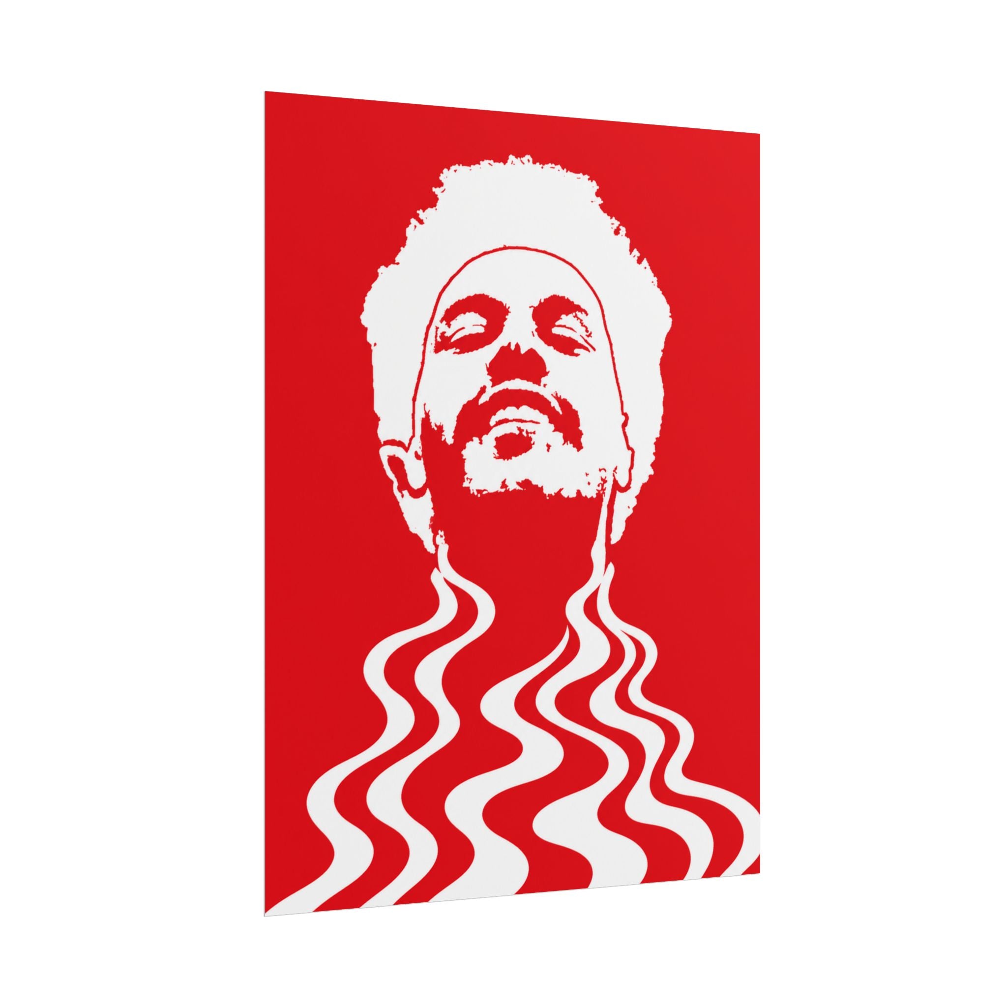 Red Psychedelic Pop Art Weekend Portrait Rolled Poster | Retro Room decoration for music fans