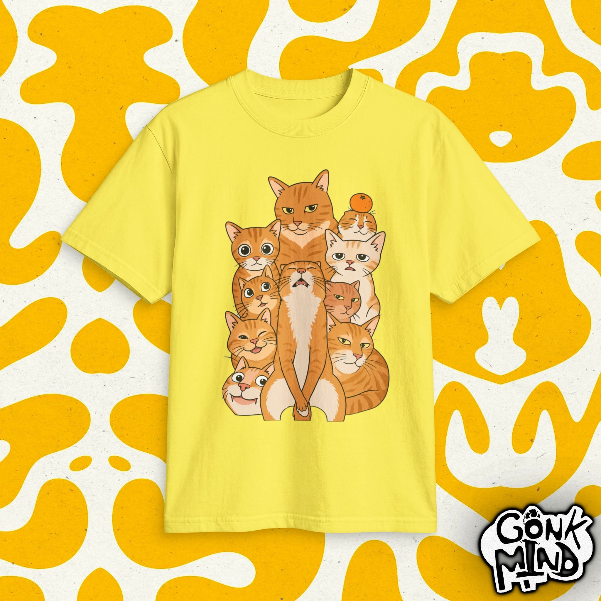Stacked Orange Cats T-Shirt | Cute Cat Cluster Illustration