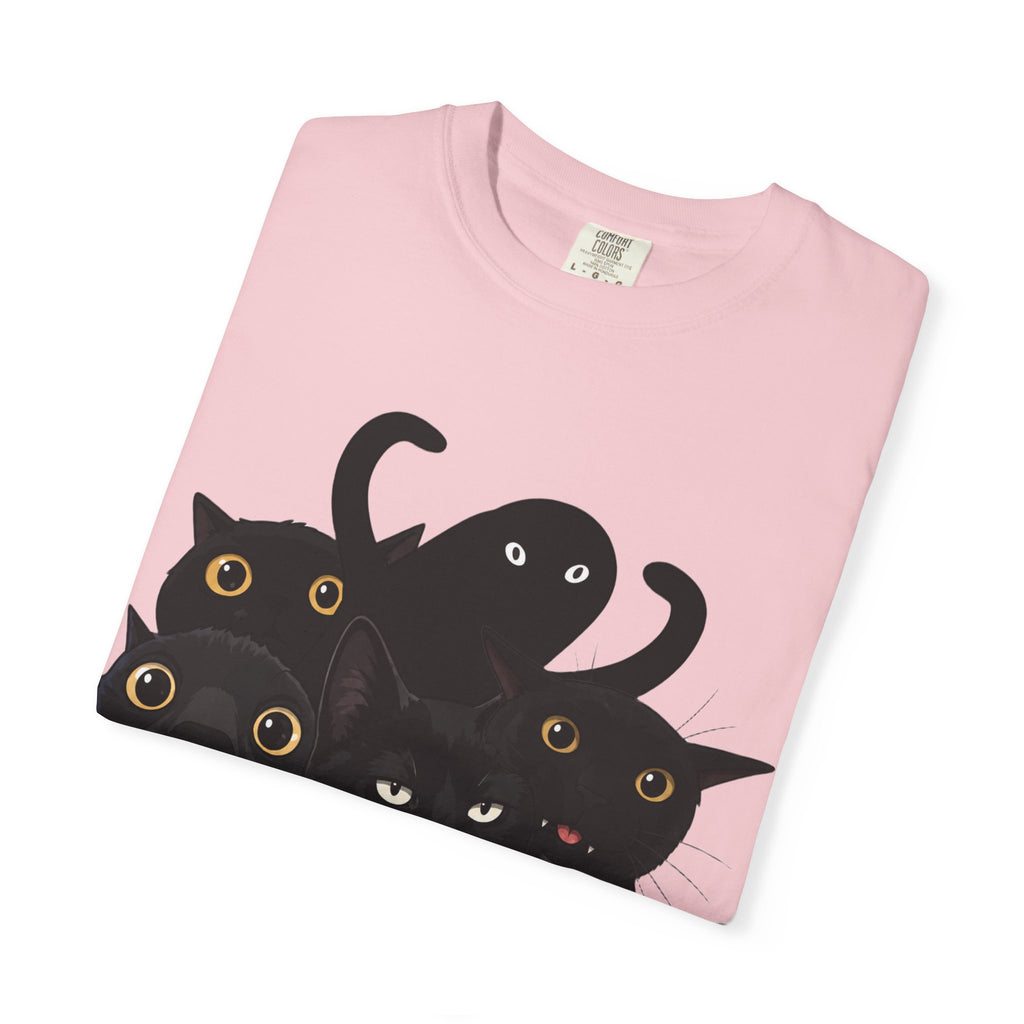 Black Cat Stack T-Shirt — Cute Gothic Cat Crew Tee