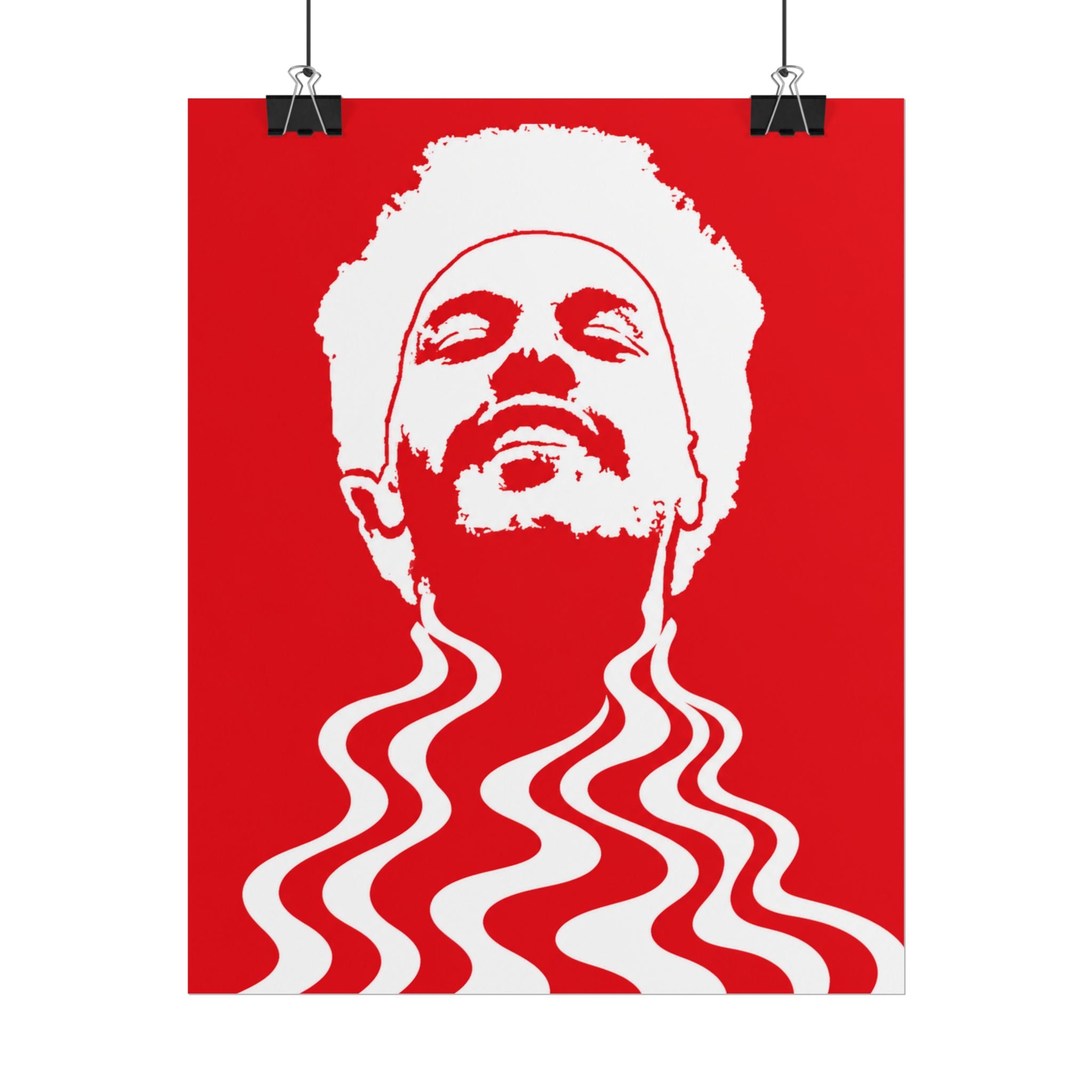 Red Psychedelic Pop Art Weekend Portrait Rolled Poster | Retro Room decoration for music fans