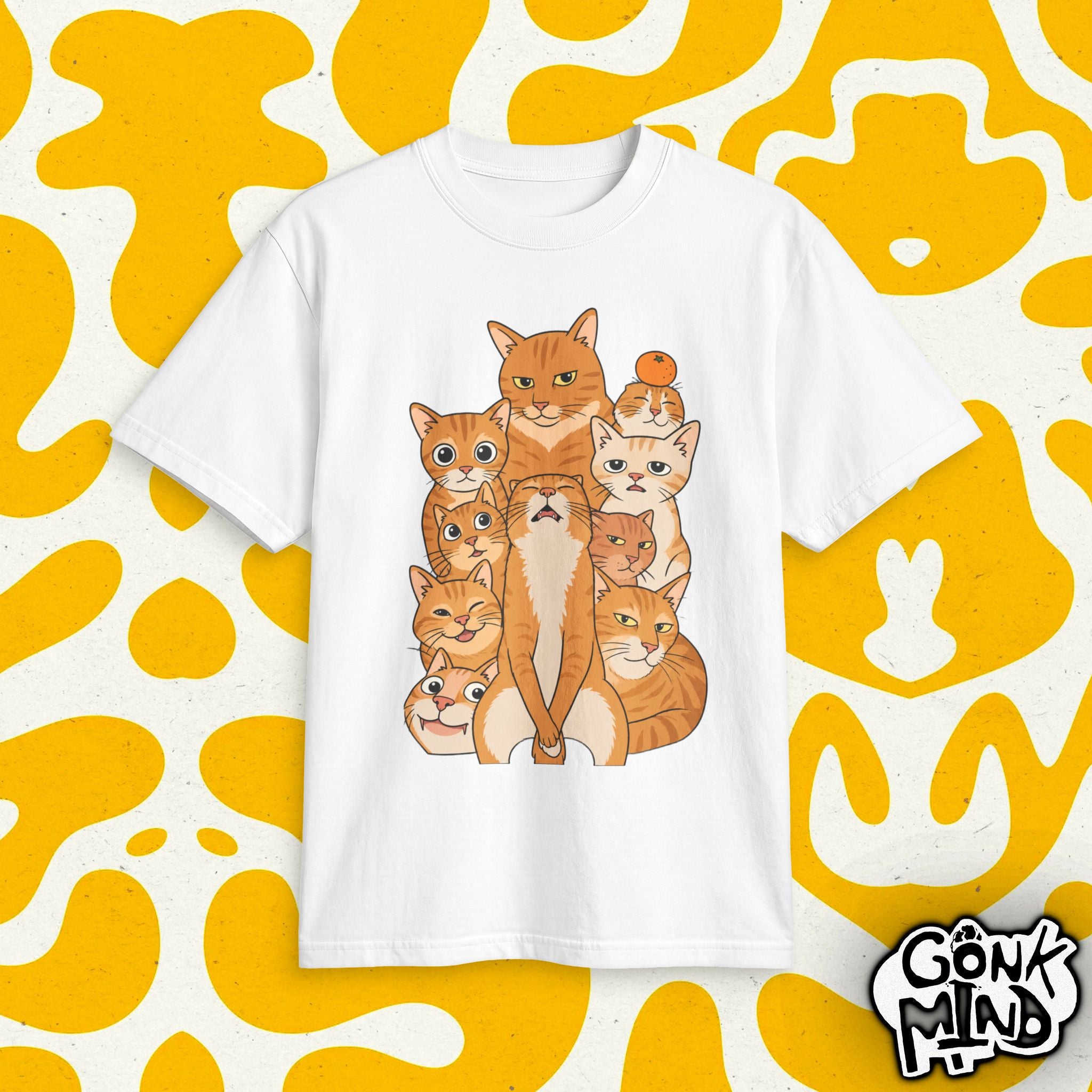 Stacked Orange Cats T-Shirt | Cute Cat Cluster Illustration