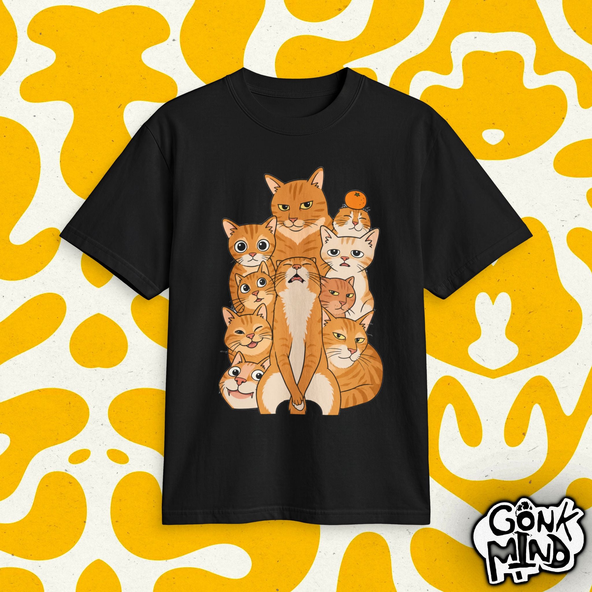 Stacked Orange Cats T-Shirt | Cute Cat Cluster Illustration