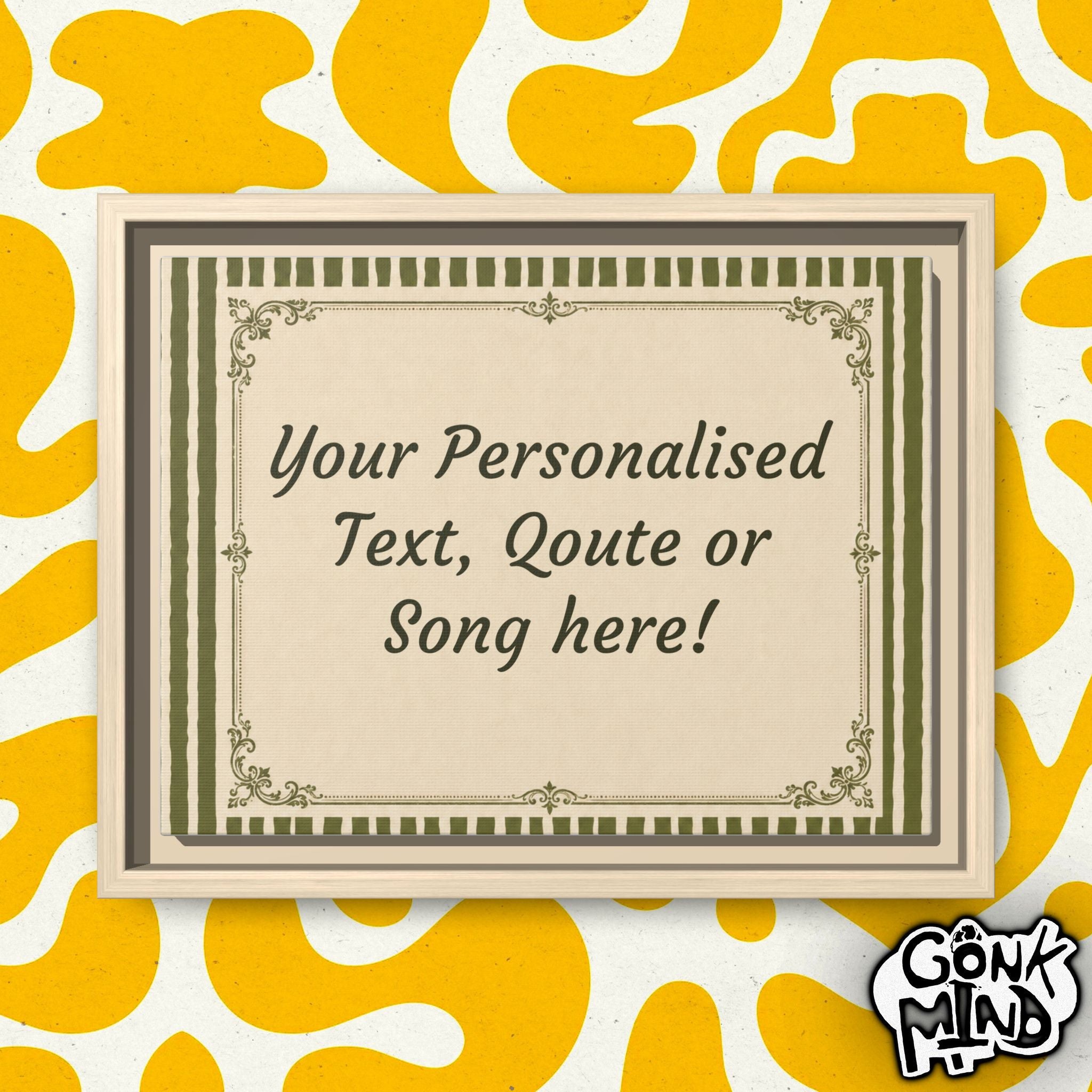 Vintage Border Personalized Quote Matte Canvas, Framed