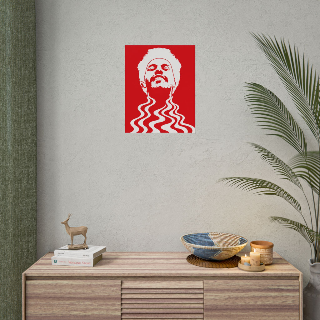 Red Psychedelic Pop Art Weekend Portrait Rolled Poster | Retro Room decoration for music fans