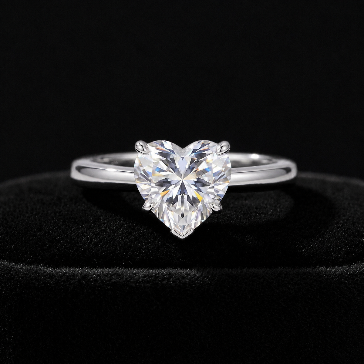 Heart Shaped Moissanite Engagement Ring 925 Silver