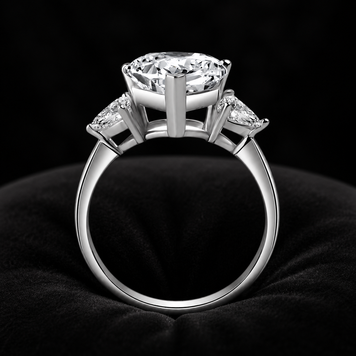 The Threefold Heart Luxury Sterling Silver Moissanite Heart Shaped Ring