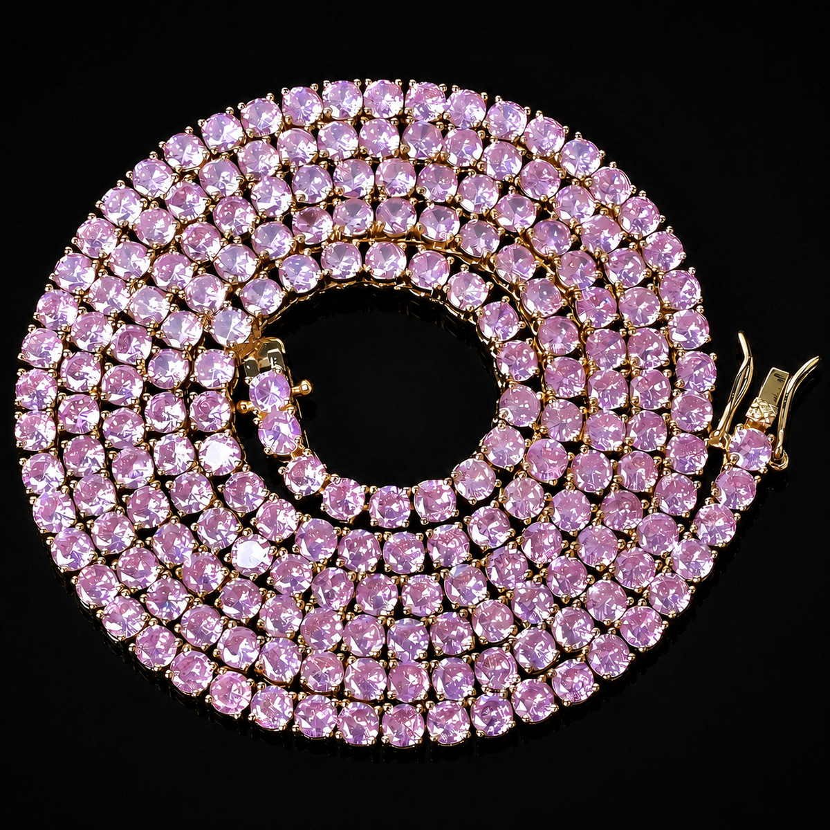 Stylish Pink Cubic Zircon Tennis Chain Necklace