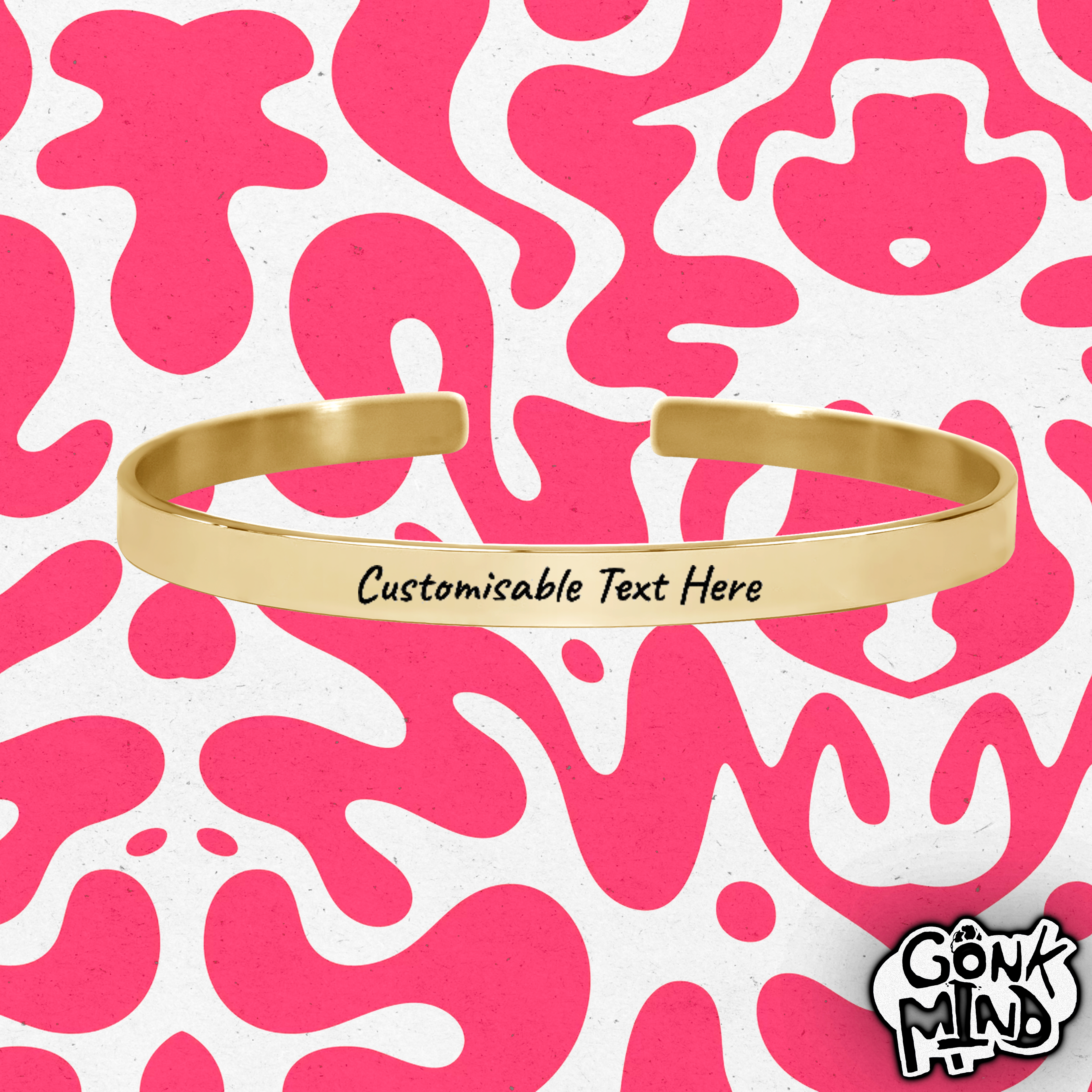 Custom Engraved Text Bangle Cuff Bracelet | Personalized Name Engraving
