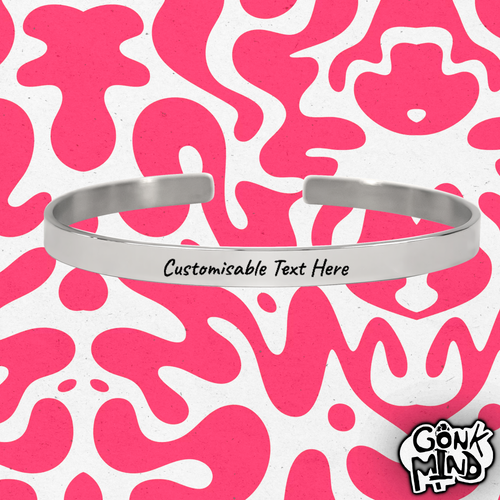 Custom Engraved Text Bangle Cuff Bracelet | Personalized Name Engraving